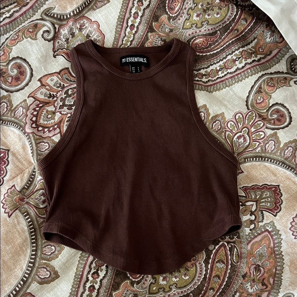 Essentials Women's Brown Cropped Tank Top